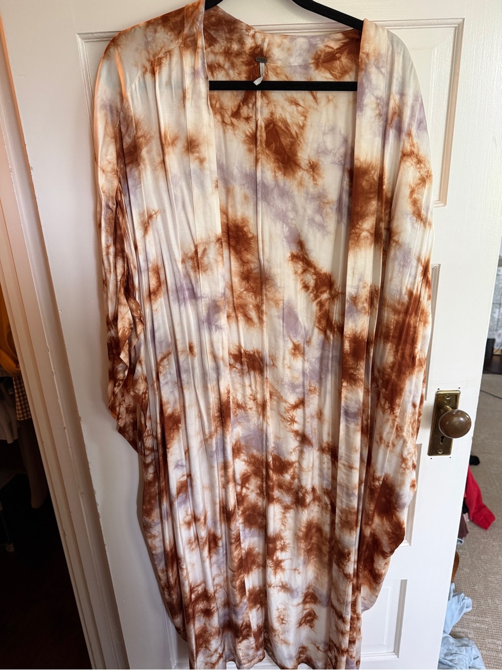 YFB Tie-Dye Duster Cardigan in Cream and Rust